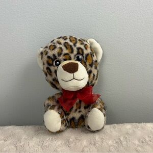 Walmart Small Jungle Leopard Plush Stuffed Animal Red Bow 282342 6.5"